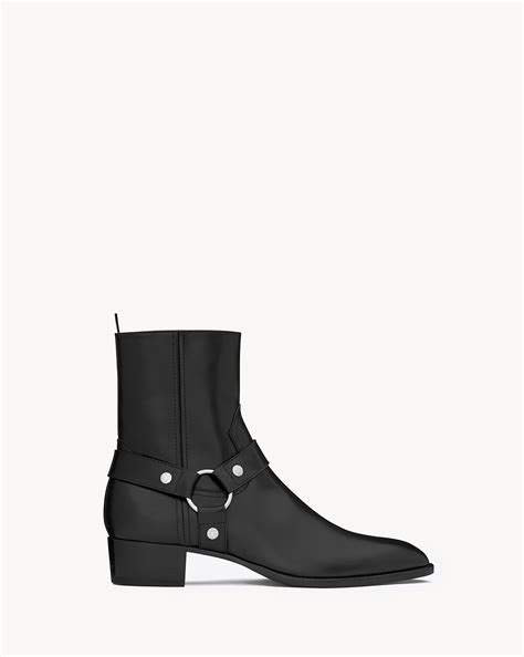 yves saint laurent wyatt harness boots in smooth leather|Wild Leather Yves Saint Laurent perfume .